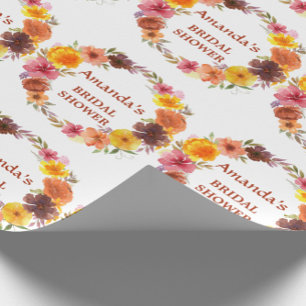 Herbstlicher Blumenkranz Brautparty Geschenkpapier