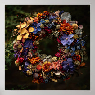 Herbstlicher Blumenkranz-Kunstprint Poster