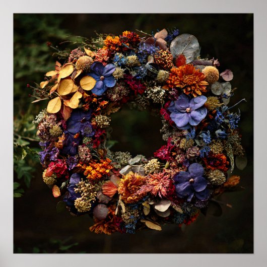 Herbstlicher Blumenkranz-Kunstprint Poster (Vorne)