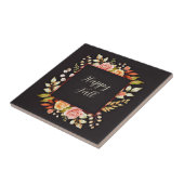 Herbstlicher Blumenrahmen mit anpassbarem Text Fliese (Seite)