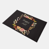 Herbstlicher Blumenrahmen mit anpassbarem Text Fußmatte (Schrägansicht)