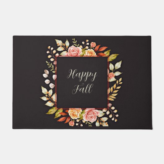 Herbstlicher Blumenrahmen mit anpassbarem Text Fußmatte (Vorderseite)