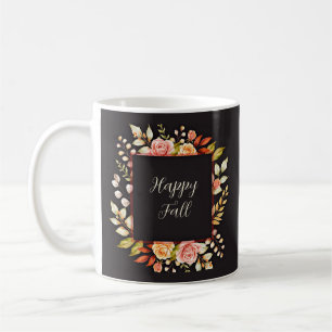 Herbstlicher Blumenrahmen mit anpassbarem Text  Kaffeetasse