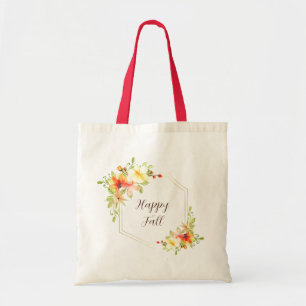 Herbstlicher Blumenrahmen mit anpassbarem Text Tragetasche