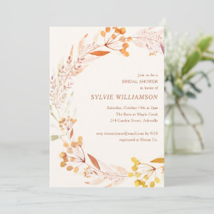 Herbstlicher botanischer Kranz Brautparty Boho Ros Einladung