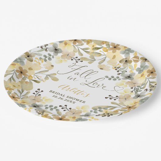 Herbstlicher Chic-Brautparty in der Liebe Pappteller (Schrägansicht)