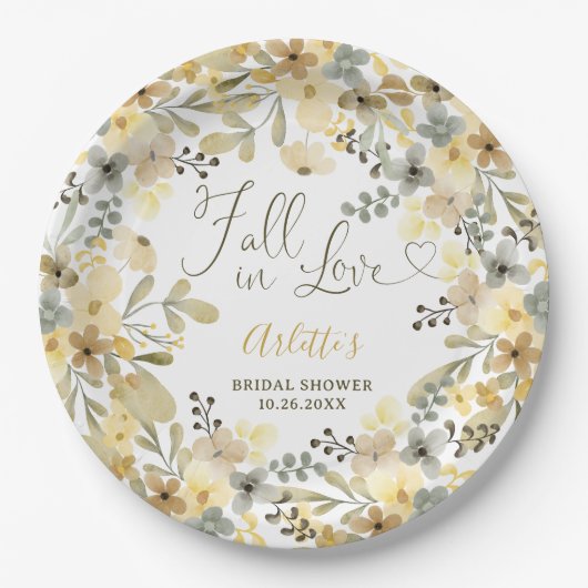 Herbstlicher Chic-Brautparty in der Liebe Pappteller (Vorderseite)