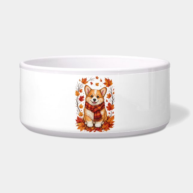 Herbstlicher Corgi-Hund Kuschelig Napf (Vorderseite)