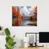 Herbstlicher Espenwald- und Berglandschaft Poster (Heimbüro)