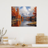 Herbstlicher Espenwald- und Berglandschaft Poster (Küche)
