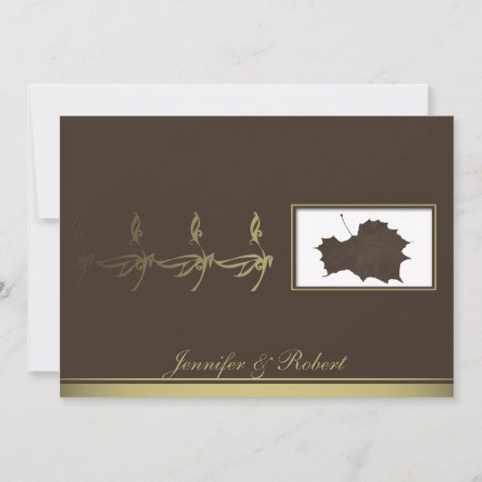 Herbstlicher Glamour in Brown Gold Hochzeit Einlad Einladung (Vorderseite)