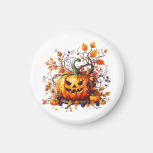 herbstlicher Halloween lustiger Kürbis Magnet