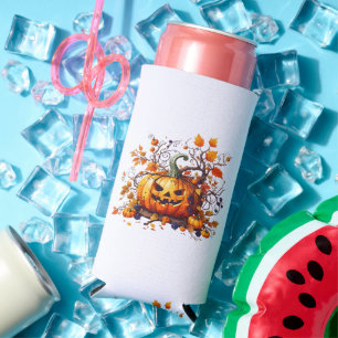 herbstlicher Halloween lustiger Kürbis Selters Dosenkühler