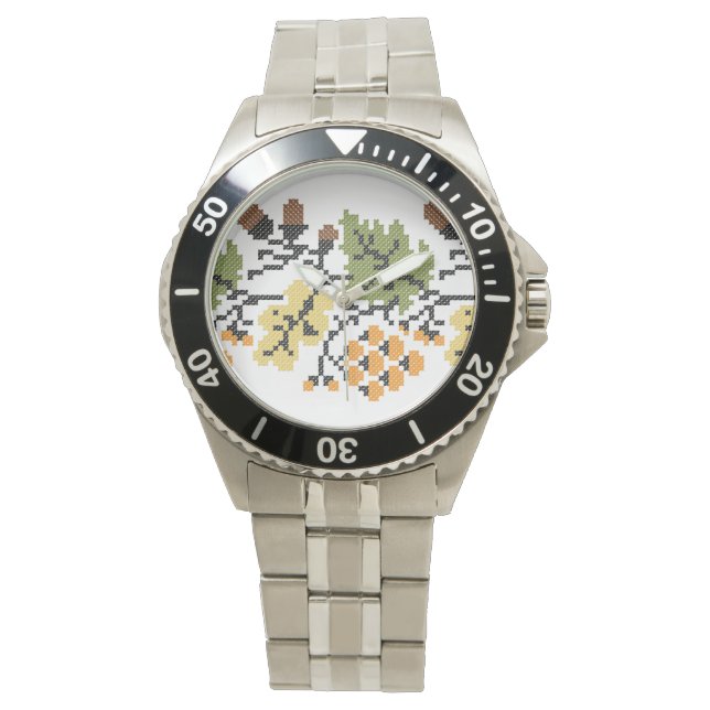 Herbstlicher Hintergrund Armbanduhr (Vorderseite)