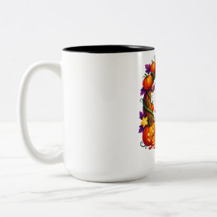 Herbstlicher Hirsch im Kürbisrahmen Zweifarbige Tasse