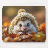 Herbstlicher Igel mit gegossenem Hut Mousepad (Vorne)