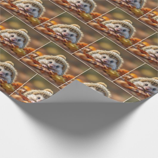 Herbstlicher Igel mit geneigter Spitze Geschenkpapier (Ecke)