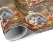Herbstlicher Igel mit geneigter Spitze Geschenkpapier (Rolleneckpunkt)