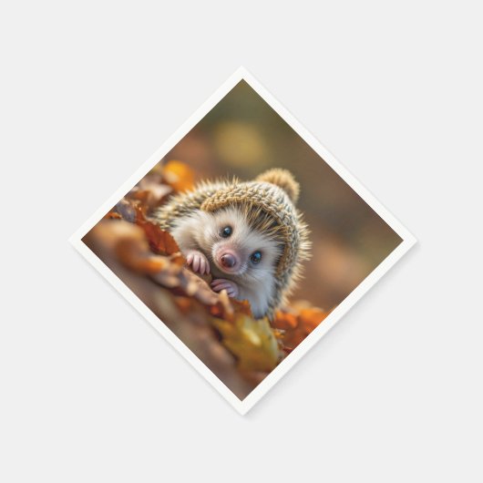Herbstlicher Igel mit geneigter Spitze Serviette (Ecke)