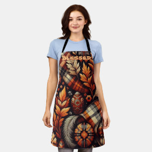 Herbstlicher Plaid Blätter Orange Personalisiert Schürze