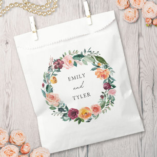 Herbstlicher Rosenblumen-Kranz Hochzeit Geschenktütchen