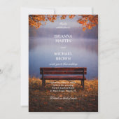 Herbstlicher See mit romantischer Bank Einladung (Vorderseite)