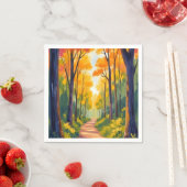 Herbstlicher Waldweg | Aquarell Herbstlaub Serviette (Beispiel)