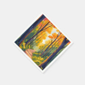 Herbstlicher Waldweg | Aquarell Herbstlaub Serviette (Ecke)