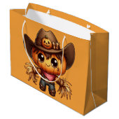 Herbstlicher Western-Vogelscheuche Große Geschenktüte (Rückseite Schrägansicht)