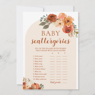 Herbstliches Baby Shower Scattegories Spiel Kleine Einladung