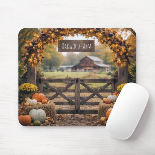 Herbstliches Bauernhof-Tor mit Bogen Mousepad (Mit Mouse)