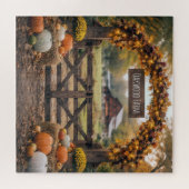 Herbstliches Bauernhof-Tor mit Bogen Puzzle (Horizontal)