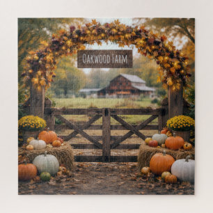 Herbstliches Bauernhof-Tor mit Bogen Puzzle