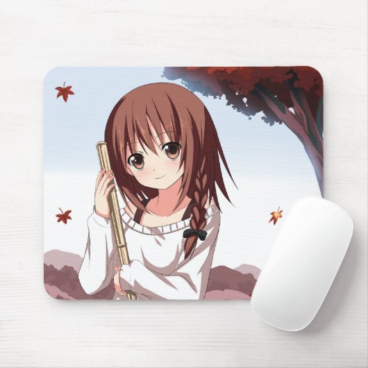 Herbstliches Blätter Momiji Mädchen Mousepad (Mit Mouse)