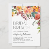 Herbstliches Blumenbouquet QR-Code Braut-Brunch Einladung (Vorderseite)