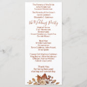 Herbstliches Blumenbouquet Weiße Hochzeitsprogramm Programm (Rückseite)