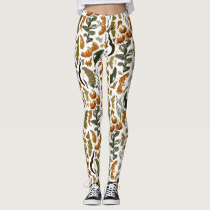 Herbstliches Blumenmuster im rustikalen Stil  Leggings