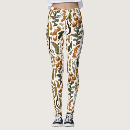 Herbstliches Blumenmuster im rustikalen Stil  Leggings (Vorderseite)