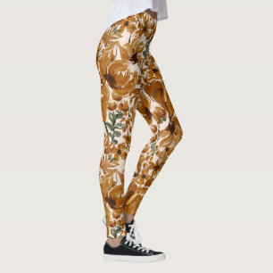Herbstliches Blumenmuster im rustikalen Stil Leggings
