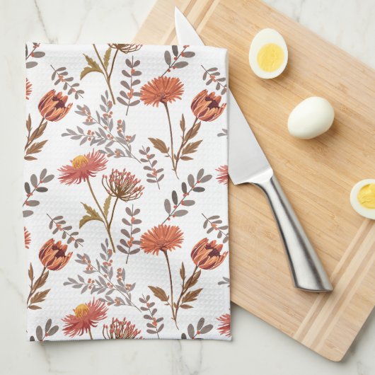 Herbstliches Blütenmosaik Geschirrtuch (Viertel Falte)