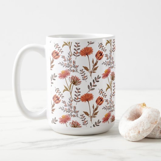 Herbstliches Blütenmosaik Kaffeetasse (Mit Donut)