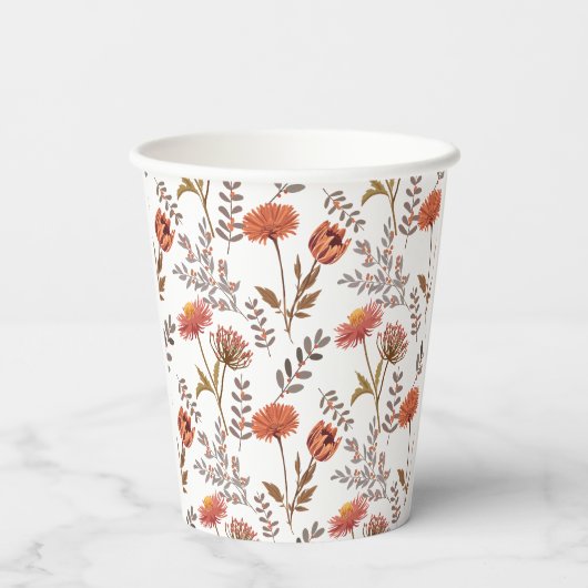 Herbstliches Blütenmosaik Pappbecher (Rückseite)