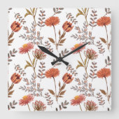 Herbstliches Blütenmosaik Quadratische Wanduhr (Vorderseite)
