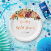 Herbstliches Burgunder- und Orangen-Blumen-Braut-D Pappteller (Party)