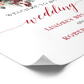Herbstliches Dunkelrotes Blumen-Tabletop-Hochzeits Poster (Ecke)