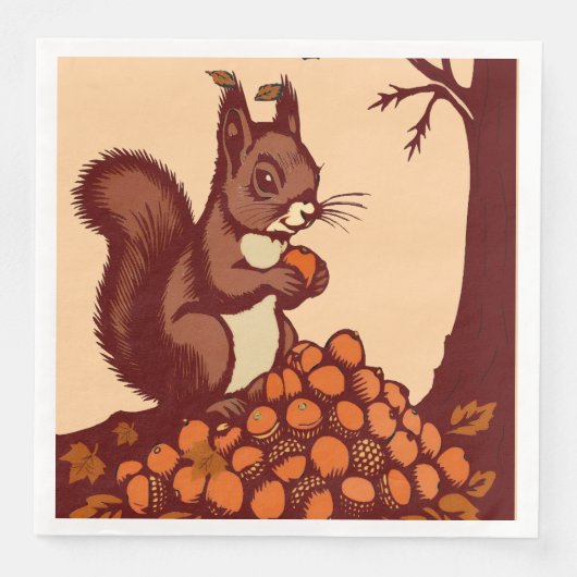 🐿️ Herbstliches Eichhörnchen – 50er Pack Serviette (Vorderseite)
