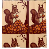 🐿️ Herbstliches Eichhörnchen Duschvorhang (Vorderseite)