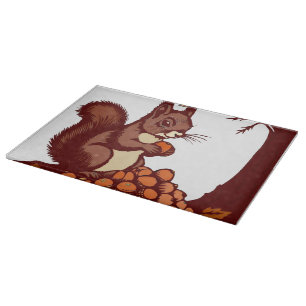 🐿️ Herbstliches Eichhörnchen – Küchenaccessoire Schneidebrett