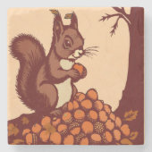 🐿️ Herbstliches Eichhörnchen Steinuntersetzer (Vorderseite)