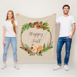 Herbstliches Eichhörnchen und Natur mit anpassbare Fleecedecke